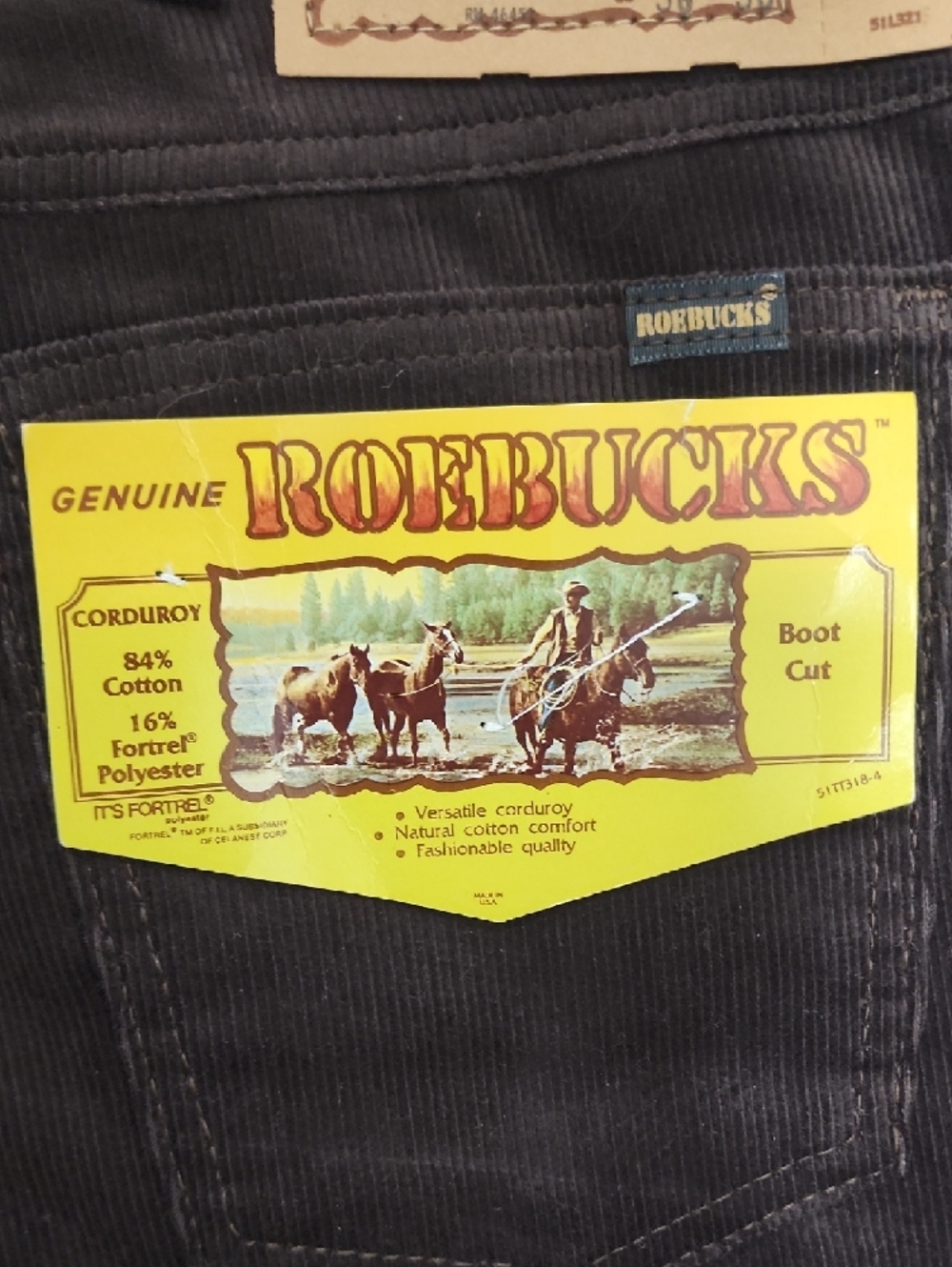 Deadstock NWT Sears Roebucks Brown Corduroy Boot Cut Pants Size 36x30 - Picture 5 of 6